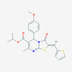 molecular formula C23H22N2O4S2 B314526 isopropyl 5-(4-methoxyphenyl)-7-methyl-3-oxo-2-(2-thienylmethylene)-2,3-dihydro-5H-[1,3]thiazolo[3,2-a]pyrimidine-6-carboxylate 