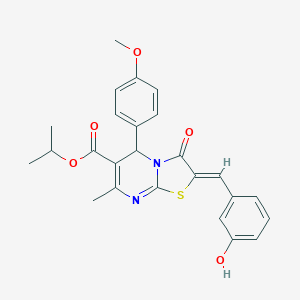 molecular formula C25H24N2O5S B314528 isopropyl 2-(3-hydroxybenzylidene)-5-(4-methoxyphenyl)-7-methyl-3-oxo-2,3-dihydro-5H-[1,3]thiazolo[3,2-a]pyrimidine-6-carboxylate 