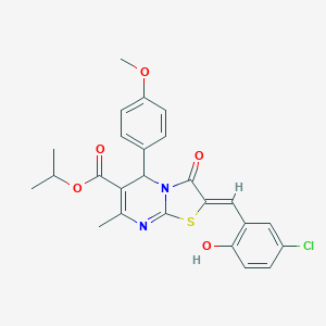 molecular formula C25H23ClN2O5S B314530 isopropyl 2-(5-chloro-2-hydroxybenzylidene)-5-(4-methoxyphenyl)-7-methyl-3-oxo-2,3-dihydro-5H-[1,3]thiazolo[3,2-a]pyrimidine-6-carboxylate 