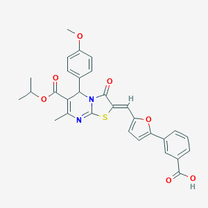 molecular formula C30H26N2O7S B314532 3-(5-{(Z)-[6-(isopropoxycarbonyl)-5-(4-methoxyphenyl)-7-methyl-3-oxo-5H-[1,3]thiazolo[3,2-a]pyrimidin-2(3H)-ylidene]methyl}-2-furyl)benzoic acid 