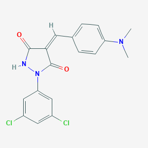 molecular formula C18H15Cl2N3O2 B314536 1-(3,5-Dichlorophenyl)-4-[4-(dimethylamino)benzylidene]-3,5-pyrazolidinedione 