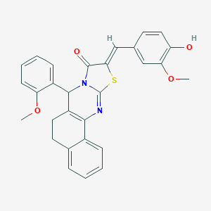 (14Z)-14-[(4-hydroxy-3-methoxyphenyl)methylidene]-11-(2-methoxyphenyl)-15-thia-12,17-diazatetracyclo[8.7.0.02,7.012,16]heptadeca-1(10),2,4,6,16-pentaen-13-one