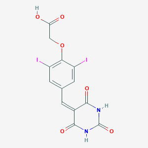 molecular formula C13H8I2N2O6 B314539 {2,6-diiodo-4-[(2,4,6-trioxotetrahydropyrimidin-5(2H)-ylidene)methyl]phenoxy}acetic acid 