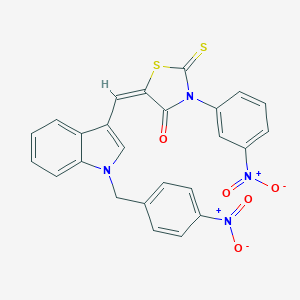 molecular formula C25H16N4O5S2 B314544 5-[(1-{4-nitrobenzyl}-1H-indol-3-yl)methylene]-3-{3-nitrophenyl}-2-thioxo-1,3-thiazolidin-4-one 