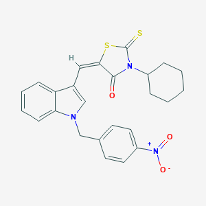 molecular formula C25H23N3O3S2 B314545 3-cyclohexyl-5-[(1-{4-nitrobenzyl}-1H-indol-3-yl)methylene]-2-thioxo-1,3-thiazolidin-4-one 