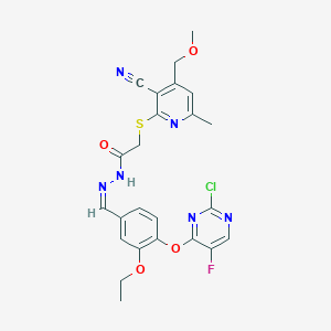 molecular formula C24H22ClFN6O4S B314549 N'-{4-[(2-chloro-5-fluoro-4-pyrimidinyl)oxy]-3-ethoxybenzylidene}-2-{[3-cyano-4-(methoxymethyl)-6-methyl-2-pyridinyl]sulfanyl}acetohydrazide 