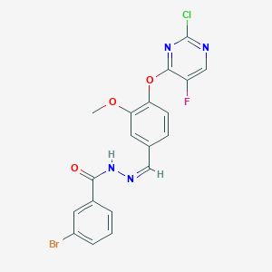 molecular formula C19H13BrClFN4O3 B314552 3-bromo-N'-{4-[(2-chloro-5-fluoro-4-pyrimidinyl)oxy]-3-methoxybenzylidene}benzohydrazide 