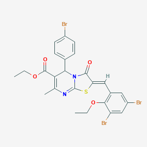 molecular formula C25H21Br3N2O4S B314572 ethyl 5-(4-bromophenyl)-2-(3,5-dibromo-2-ethoxybenzylidene)-7-methyl-3-oxo-2,3-dihydro-5H-[1,3]thiazolo[3,2-a]pyrimidine-6-carboxylate 