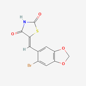 molecular formula C11H6BrNO4S B3145833 5-[(Z)-(6-bromo-1,3-benzodioxol-5-yl)methylidene]-1,3-thiazolane-2,4-dione CAS No. 58215-52-4