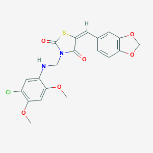 molecular formula C20H17ClN2O6S B314586 5-(1,3-Benzodioxol-5-ylmethylene)-3-[(5-chloro-2,4-dimethoxyanilino)methyl]-1,3-thiazolidine-2,4-dione 