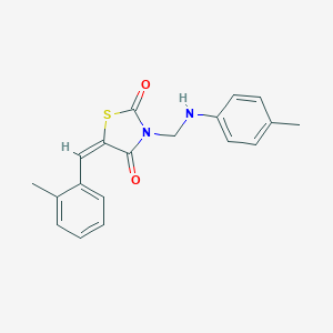 molecular formula C19H18N2O2S B314589 5-(2-Methylbenzylidene)-3-(4-toluidinomethyl)-1,3-thiazolidine-2,4-dione 