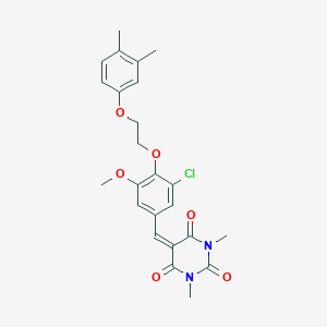 molecular formula C24H25ClN2O6 B314592 5-{3-chloro-4-[2-(3,4-dimethylphenoxy)ethoxy]-5-methoxybenzylidene}-1,3-dimethylpyrimidine-2,4,6(1H,3H,5H)-trione 