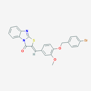 molecular formula C24H17BrN2O3S B314594 (2Z)-2-{4-[(4-bromobenzyl)oxy]-3-methoxybenzylidene}[1,3]thiazolo[3,2-a]benzimidazol-3(2H)-one 