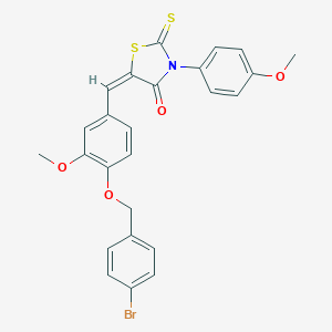 molecular formula C25H20BrNO4S2 B314595 5-{4-[(4-Bromobenzyl)oxy]-3-methoxybenzylidene}-3-(4-methoxyphenyl)-2-thioxo-1,3-thiazolidin-4-one 