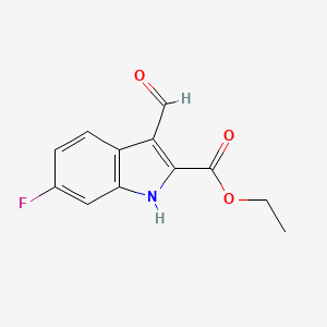molecular formula C12H10FNO3 B3145963 Ethyl 6-fluoro-3-formyl-1H-indole-2-carboxylate CAS No. 586336-90-5