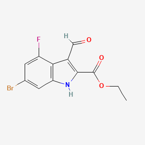 molecular formula C12H9BrFNO3 B3145967 Ethyl 6-bromo-4-fluoro-3-formyl-1H-indole-2-carboxylate CAS No. 586336-92-7
