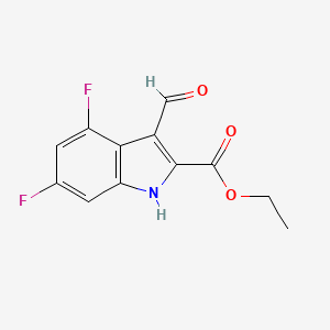 molecular formula C12H9F2NO3 B3145973 Ethyl 4,6-difluoro-3-formyl-1H-indole-2-carboxylate CAS No. 586337-04-4
