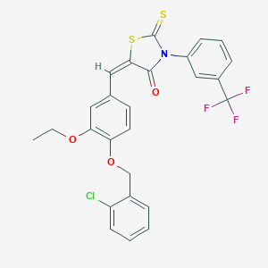 molecular formula C26H19ClF3NO3S2 B314600 5-{4-[(2-Chlorobenzyl)oxy]-3-ethoxybenzylidene}-2-thioxo-3-[3-(trifluoromethyl)phenyl]-1,3-thiazolidin-4-one 