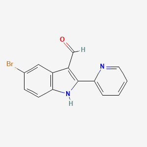 molecular formula C14H9BrN2O B3146013 5-Bromo-2-(pyridin-2-yl)-1H-indole-3-carbaldehyde CAS No. 587828-40-8