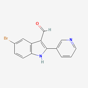 molecular formula C14H9BrN2O B3146014 5-Bromo-2-(pyridin-3-yl)-1H-indole-3-carbaldehyde CAS No. 587828-41-9