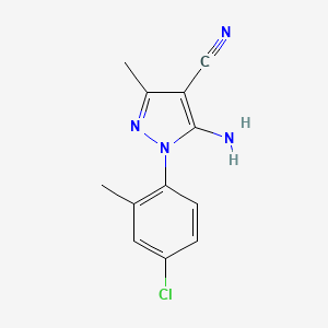 molecular formula C12H11ClN4 B3146040 5-Amino-1-(4-chloro-2-methylphenyl)-3-methylpyrazole-4-carbonitrile CAS No. 58791-86-9