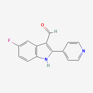 5-Fluoro-2-(pyridin-4-yl)-1H-indole-3-carbaldehyde