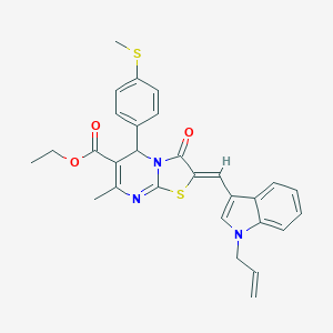 molecular formula C29H27N3O3S2 B314611 ethyl 2-[(1-allyl-1H-indol-3-yl)methylene]-7-methyl-5-[4-(methylsulfanyl)phenyl]-3-oxo-2,3-dihydro-5H-[1,3]thiazolo[3,2-a]pyrimidine-6-carboxylate 
