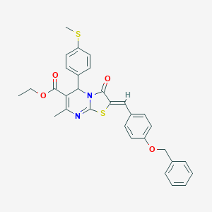 molecular formula C31H28N2O4S2 B314621 ethyl 2-[4-(benzyloxy)benzylidene]-7-methyl-5-[4-(methylsulfanyl)phenyl]-3-oxo-2,3-dihydro-5H-[1,3]thiazolo[3,2-a]pyrimidine-6-carboxylate 