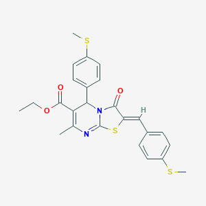 molecular formula C25H24N2O3S3 B314622 ethyl 7-methyl-2-[4-(methylsulfanyl)benzylidene]-5-[4-(methylsulfanyl)phenyl]-3-oxo-2,3-dihydro-5H-[1,3]thiazolo[3,2-a]pyrimidine-6-carboxylate 