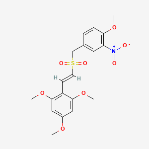 molecular formula C19H21NO8S B3146220 (E)-2,4,6-三甲氧基苯乙烯基 4-甲氧基-3-硝基苄基砜 CAS No. 592542-52-4