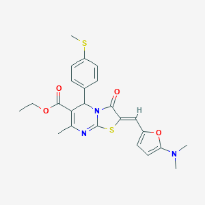 molecular formula C24H25N3O4S2 B314624 ethyl 2-{[5-(dimethylamino)-2-furyl]methylene}-7-methyl-5-[4-(methylsulfanyl)phenyl]-3-oxo-2,3-dihydro-5H-[1,3]thiazolo[3,2-a]pyrimidine-6-carboxylate 