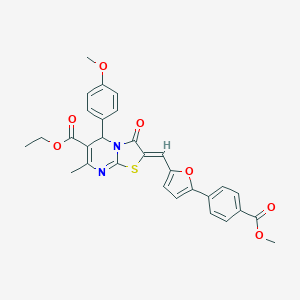 molecular formula C30H26N2O7S B314627 ethyl2-({5-[4-(methoxycarbonyl)phenyl]-2-furyl}methylene)-5-(4-methoxyphenyl)-7-methyl-3-oxo-2,3-dihydro-5H-[1,3]thiazolo[3,2-a]pyrimidine-6-carboxylate 