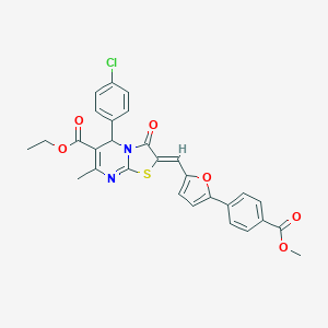 ethyl 5-(4-chlorophenyl)-2-({5-[4-(methoxycarbonyl)phenyl]-2-furyl}methylene)-7-methyl-3-oxo-2,3-dihydro-5H-[1,3]thiazolo[3,2-a]pyrimidine-6-carboxylate