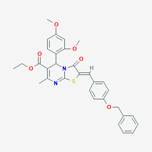 molecular formula C32H30N2O6S B314641 ethyl 2-[4-(benzyloxy)benzylidene]-5-(2,4-dimethoxyphenyl)-7-methyl-3-oxo-2,3-dihydro-5H-[1,3]thiazolo[3,2-a]pyrimidine-6-carboxylate 