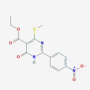 molecular formula C14H13N3O5S B314644 Ethyl 2-{4-nitrophenyl}-4-(methylsulfanyl)-6-oxo-1,6-dihydro-5-pyrimidinecarboxylate 
