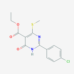 molecular formula C14H13ClN2O3S B314645 Ethyl 2-(4-chlorophenyl)-4-(methylsulfanyl)-6-oxo-1,6-dihydro-5-pyrimidinecarboxylate 