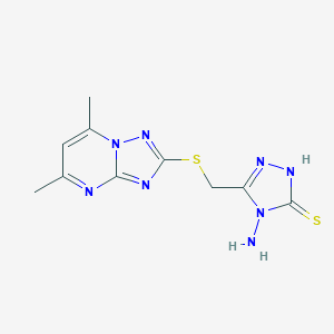 molecular formula C10H12N8S2 B314647 4-amino-5-{[(5,7-dimethyl[1,2,4]triazolo[1,5-a]pyrimidin-2-yl)sulfanyl]methyl}-4H-1,2,4-triazol-3-yl hydrosulfide 