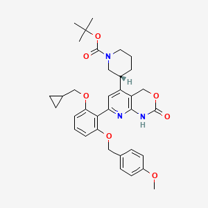 molecular formula C35H41N3O7 B3146496 (R)-tert-butyl 3-(7-(2-(cyclopropylmethoxy)-6-((4-methoxybenzyl)oxy)phenyl)-2-oxo-2,4-dihydro-1H-pyrido[2,3-d][1,3]oxazin-5-yl)piperidine-1-carboxylate CAS No. 600734-05-2