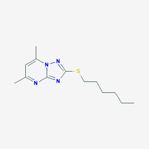 molecular formula C13H20N4S B314655 2-(Hexylsulfanyl)-5,7-dimethyl[1,2,4]triazolo[1,5-a]pyrimidine 