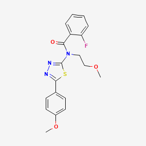 molecular formula C19H18FN3O3S B3146553 2-Fluoro-N-(2-methoxy-ethyl)-N-[5-(4-methoxy-phenyl)-[1,3,4]thiadiazol-2-yl]-benzamide CAS No. 603074-10-8