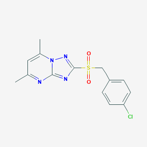molecular formula C14H13ClN4O2S B314657 2-[(4-Chlorobenzyl)sulfonyl]-5,7-dimethyl[1,2,4]triazolo[1,5-a]pyrimidine 