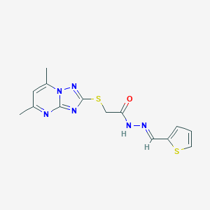 molecular formula C14H14N6OS2 B314662 2-[(5,7-dimethyl[1,2,4]triazolo[1,5-a]pyrimidin-2-yl)sulfanyl]-N'-(2-thienylmethylene)acetohydrazide 