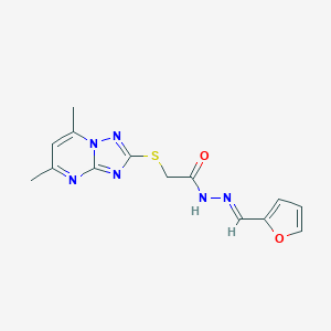 molecular formula C14H14N6O2S B314663 2-[(5,7-dimethyl[1,2,4]triazolo[1,5-a]pyrimidin-2-yl)sulfanyl]-N'-(2-furylmethylene)acetohydrazide 