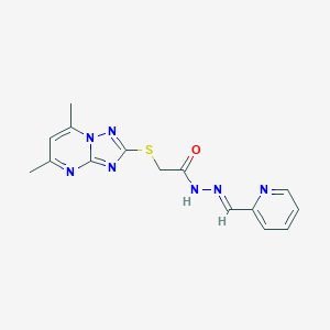 molecular formula C15H15N7OS B314664 2-[(5,7-dimethyl[1,2,4]triazolo[1,5-a]pyrimidin-2-yl)sulfanyl]-N'-(2-pyridinylmethylene)acetohydrazide 