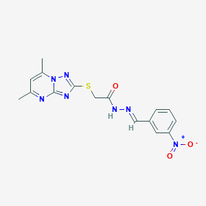 molecular formula C16H15N7O3S B314668 2-[(5,7-dimethyl[1,2,4]triazolo[1,5-a]pyrimidin-2-yl)sulfanyl]-N'-{3-nitrobenzylidene}acetohydrazide 