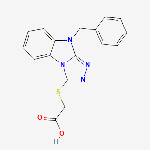 molecular formula C17H14N4O2S B3146712 [(9-Benzyl-9H-[1,2,4]triazolo[4,3-a]benzimidazol-3-yl)thio]acetic acid CAS No. 606120-73-4