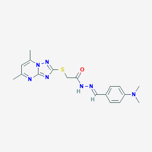 molecular formula C18H21N7OS B314673 N'-[4-(dimethylamino)benzylidene]-2-[(5,7-dimethyl[1,2,4]triazolo[1,5-a]pyrimidin-2-yl)sulfanyl]acetohydrazide 
