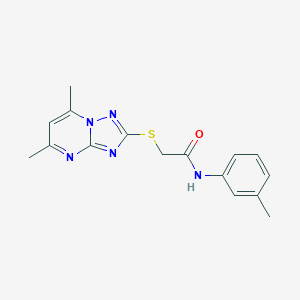 molecular formula C16H17N5OS B314681 2-[(5,7-dimethyl[1,2,4]triazolo[1,5-a]pyrimidin-2-yl)sulfanyl]-N-(3-methylphenyl)acetamide 