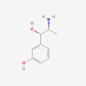 molecular formula C9H13NO2 B3146879 Benzenemethanol, alpha-[(1R)-1-aminoethyl]-3-hydroxy-, (alphaS)- CAS No. 61-59-6