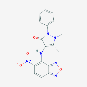 molecular formula C17H14N6O4 B314703 4-({5-nitro-2,1,3-benzoxadiazol-4-yl}amino)-1,5-dimethyl-2-phenyl-1,2-dihydro-3H-pyrazol-3-one 